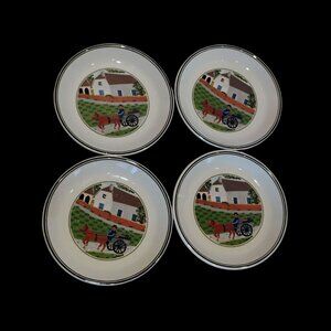 Villeroy & Boch Naif Horse and Buggy Small 5.5" Tidbit Cheese Plates Set of 4